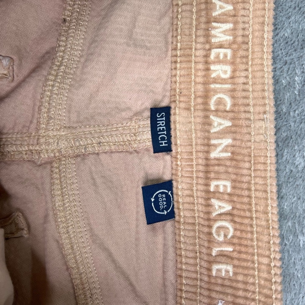 American Eagle Jeans Womens 00 Tan Corduroy Super High Rise Wide Leg Baggy Cargo - Picture 12 of 16